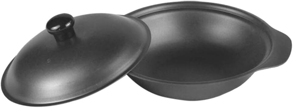 Cast Iron Casserole Non-Stick Pot Braiser Pan with Cover,Black, M2, as described/118 (Color : S2)