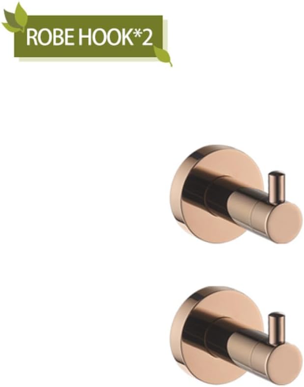 Rose Gold Bathroom Accessories 304 Stainless Steel Towel Rack Toilet Roll Paper Tissue Holder Double Cup Towel Bar Hooks,2 PCS Single Hooks
