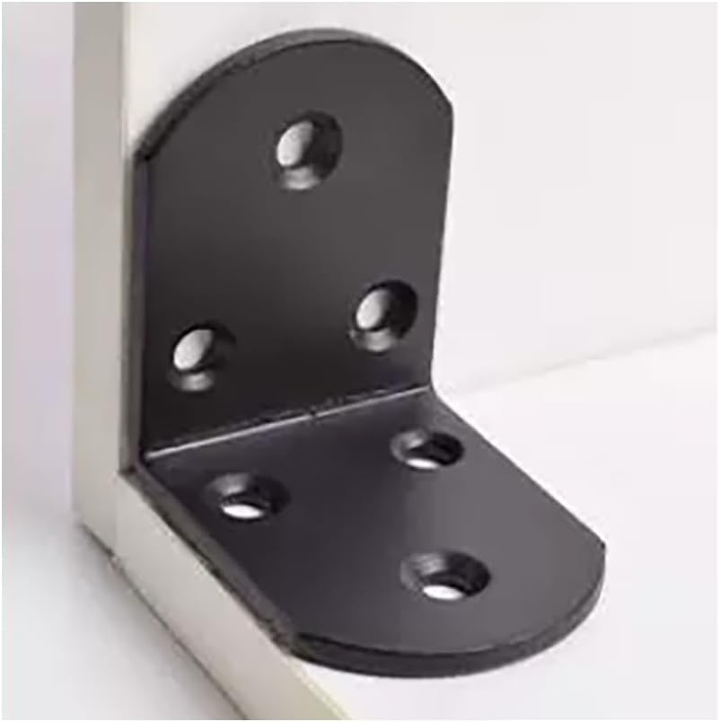 10Pcs 90 Degree Black Angle Bracket Stainless Steel Iron Durable Furniture Hardware Connector for DIY Woodworking(65X65Y)