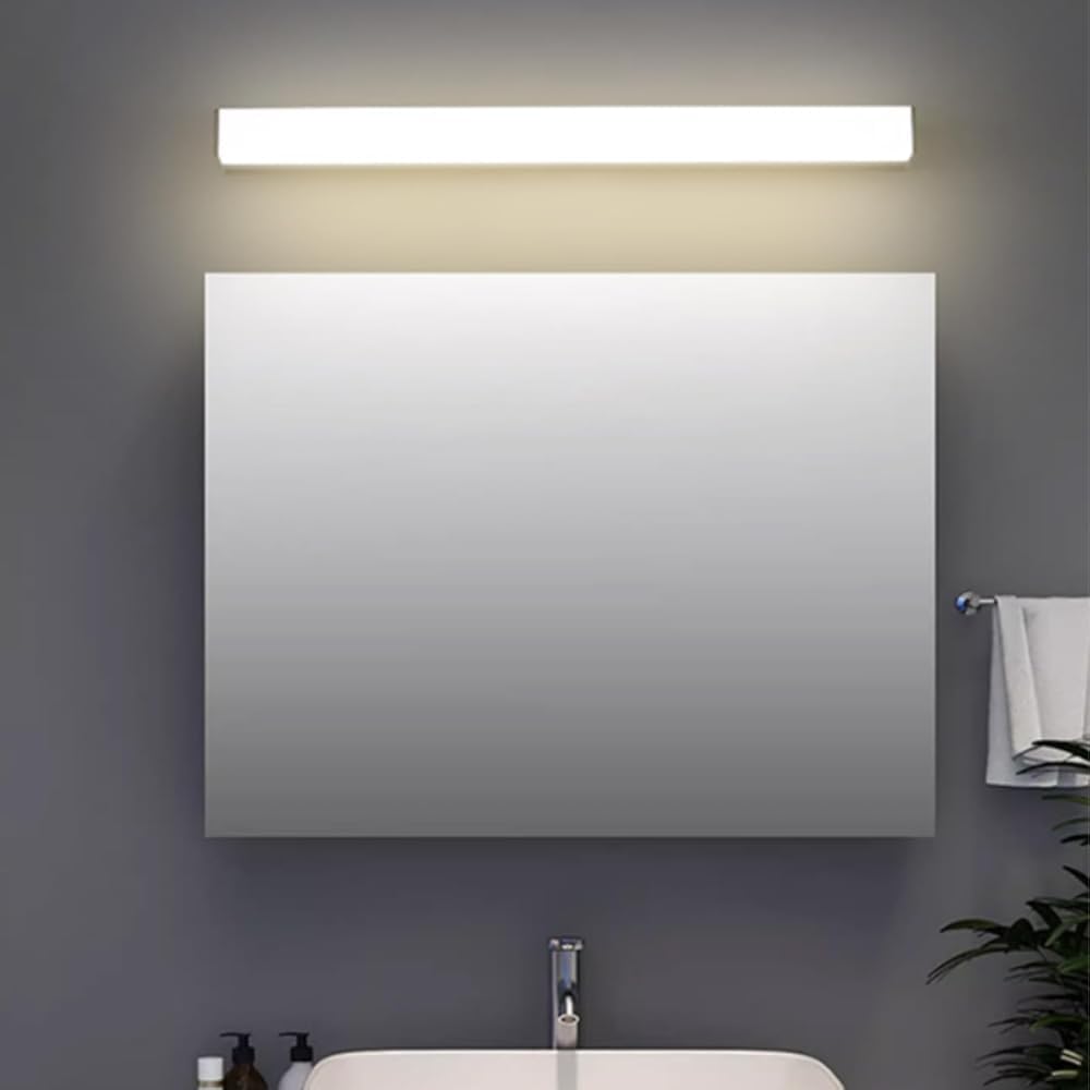 LED Wall Sconce - Minimalist Black Silver Rectangular Indoor Lighting for Bedroom, Living Room, Office, Vanity (70cm, Silver White Light)