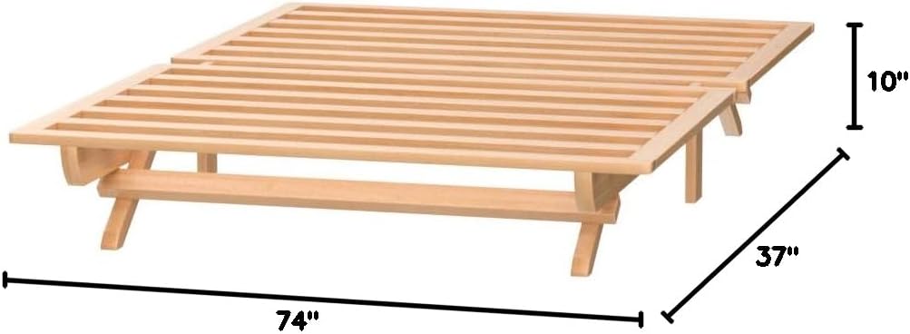 KD Frames Fold Platform Bed - Twin Bed Frame - Unfinished Wood Bed Frame - Foldable Twin Bed - Natural, Minimalist Bed - Easy Assembly, No Box Spring Needed - Solid Wood Fold Up Twin Platform Bed