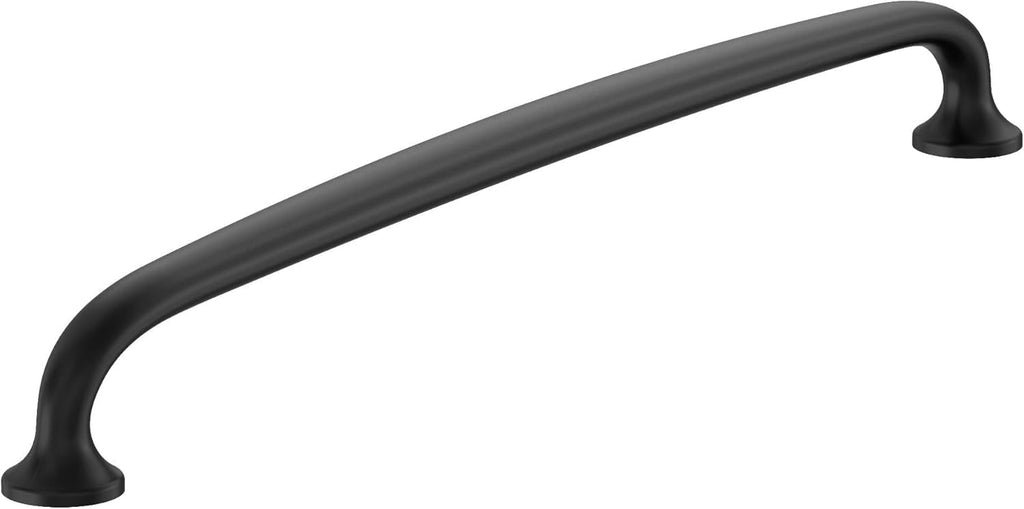 Amerock BP54056FB | Matte Black Appliance Pull | 18 inch (457 mm) Center to Center Cabinet Handle | Renown | Furniture Hardware