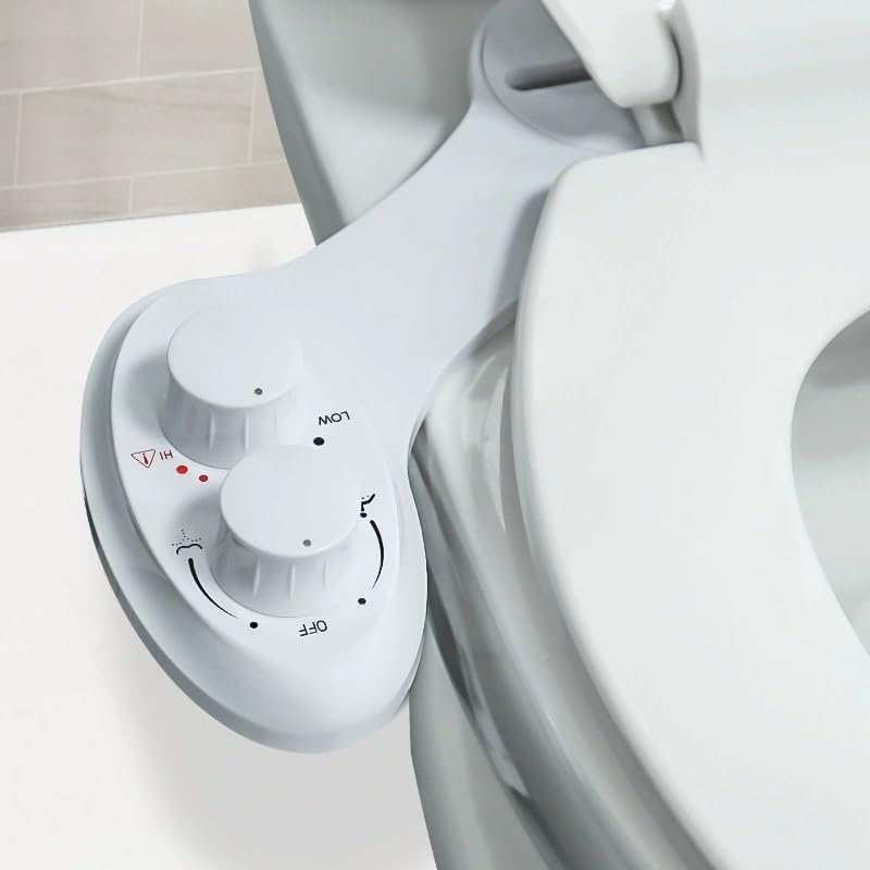 Easy-to-install Bidet with ABS White Adjustable Nozzles Hot Cold Non-electric Bidet