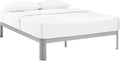 Modway Corinne Steel Modern Mattress Foundation Queen Bed Frame with Wood Slat Support in Gray
