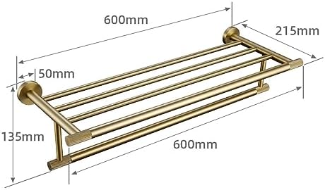 Brushed Gold Bathroom Accessories Set - Knurled Brass Towel Bar, Ring, Robe Hook, Paper Holder, Toilet Brush & Shelf - Elegant Home Décor Essentials