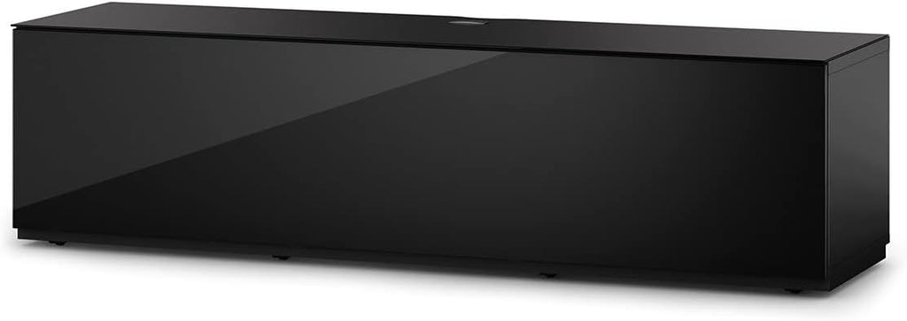 SONOROUS ST-160 Premium TV Stand with Black Wood & Black Wood Cover - Luxury Entertainment Center & Media Console for Living Room - High Gloss Modern TV Cabinet up to 75 Inches - Sleek Storage Design