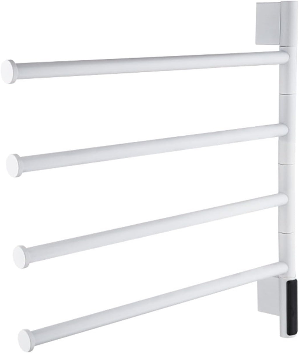 Heated Towel Racks Rotatable, Electric Towel Warmer for Bathroom Wall Mounted with Timer/Temperature Control,A White