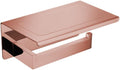 Shiny Polished Rose Gold Bathroom Hardware Accessories Towel Rack Toilet Paper Holder Towel Rail Bar Bathroom Robe Hook,Paper Holder w Shelf