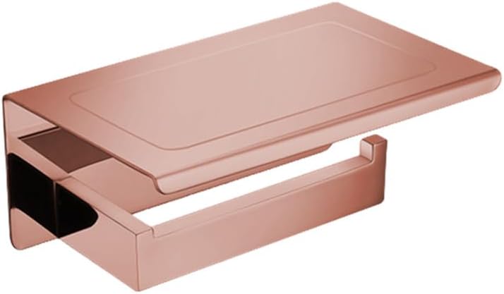 Shiny Polished Rose Gold Bathroom Hardware Accessories Towel Rack Toilet Paper Holder Towel Rail Bar Bathroom Robe Hook,Paper Holder w Shelf