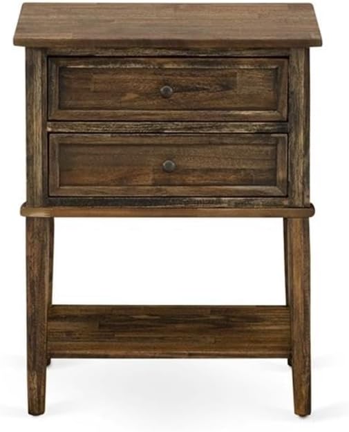East West Furniture FN08Q-1VL07 2-Piece Fannin Bedroom Furniture Set with 1 Upholstered Bed and an End Table for Bedroom - Mist Beige Linen Fabric