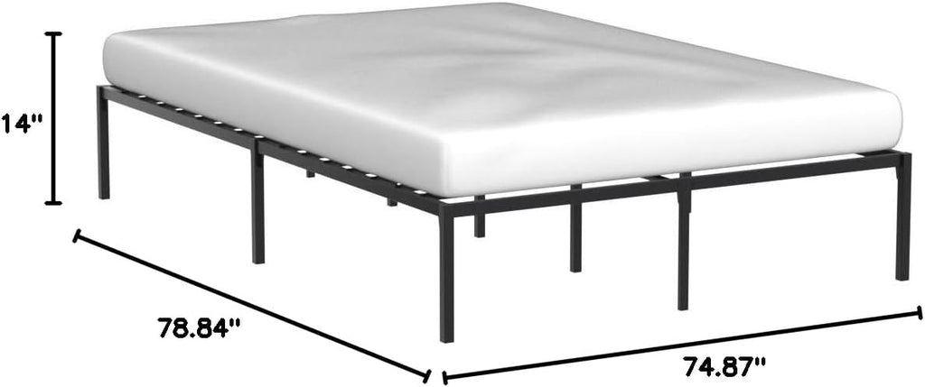 Linenspa Heavy Duty Metal Platform Bed Frame - No Box Spring Needed - Underbed Storage - Simple Toolless Assembly - 14' High - Sturdy - Steel Slats - Sleek Modern Design - King Size