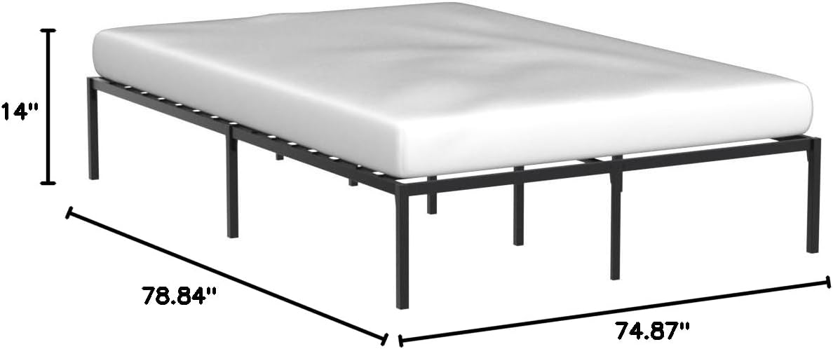 Linenspa Heavy Duty Metal Platform Bed Frame - No Box Spring Needed - Underbed Storage - Simple Toolless Assembly - 14' High - Sturdy - Steel Slats - Sleek Modern Design - King Size