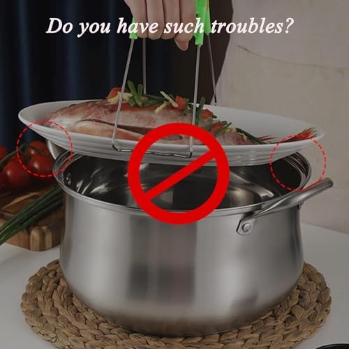 Roasting Pan, Stainless Steel Fish Steamer Elliptical Roasting Pan Multi-Use Oval Pasta Pot Braiser Stockpot with Rack, Induction Compatible Dishwasher/Oven Safe Turkey Roaster(Double Layer)