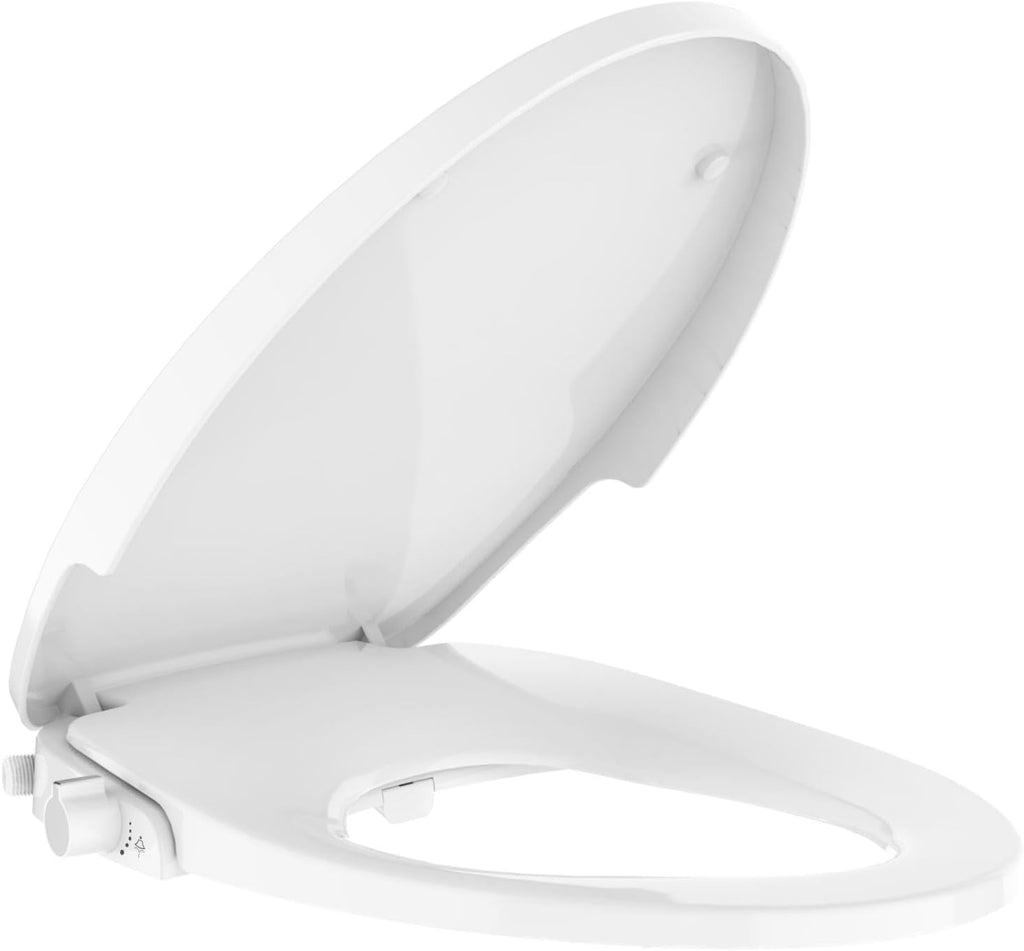 Non-Electric Bidet Seat with Slow-Close & Dual Self-Cleaning Nozzles – Universal Elongated Fit, Easy Installation