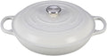 Le Creuset 5 Qt. Signature Braiser w/Additional Engraved Personalized Stainless Steel Knob - White