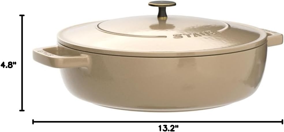 staub Braiser 40508-418 Blazer Saute Pan, 10.2 inches (26 cm), Vintage Knob Specification, Large, Both Hands, Cast Enameled Pot, Shallow Type, Sukiyaki, Induction Compatible