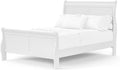 BOWERY HILL Transitional Solid Wood Twin Panel Bed, White Finish, 83.5' L x 41.38' W x 47.25' H, Sleigh Design, Curved Headboard and Footboard, Durable Kids Bedroom Furniture, Box Spring Required