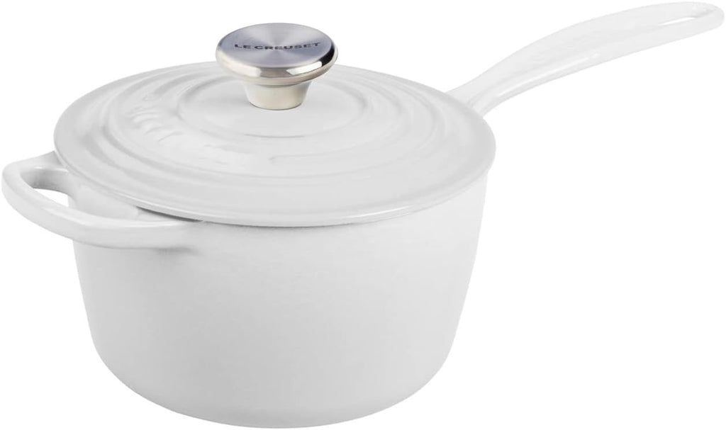 Le Creuset 5 Qt. Signature Braiser w/Additional Engraved Personalized Stainless Steel Knob - White