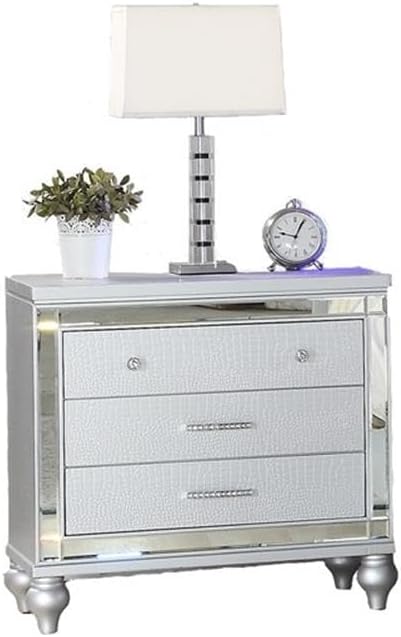 Sterling Full 4 PC LED Bedroom Set Made with Wood in Silver Color