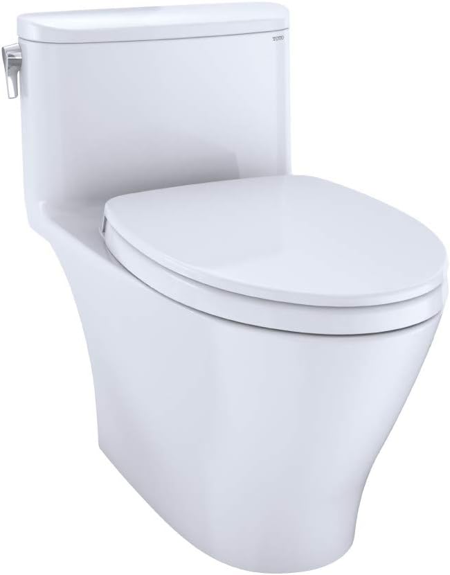 TOTO® Nexus® 1G® One-Piece Elongated 1.0 GPF Universal Height Toilet with CEFIONTECT® and SS124 SoftClose Seat, WASHLET®+ Ready, Cotton White - MS642124CUFG#01