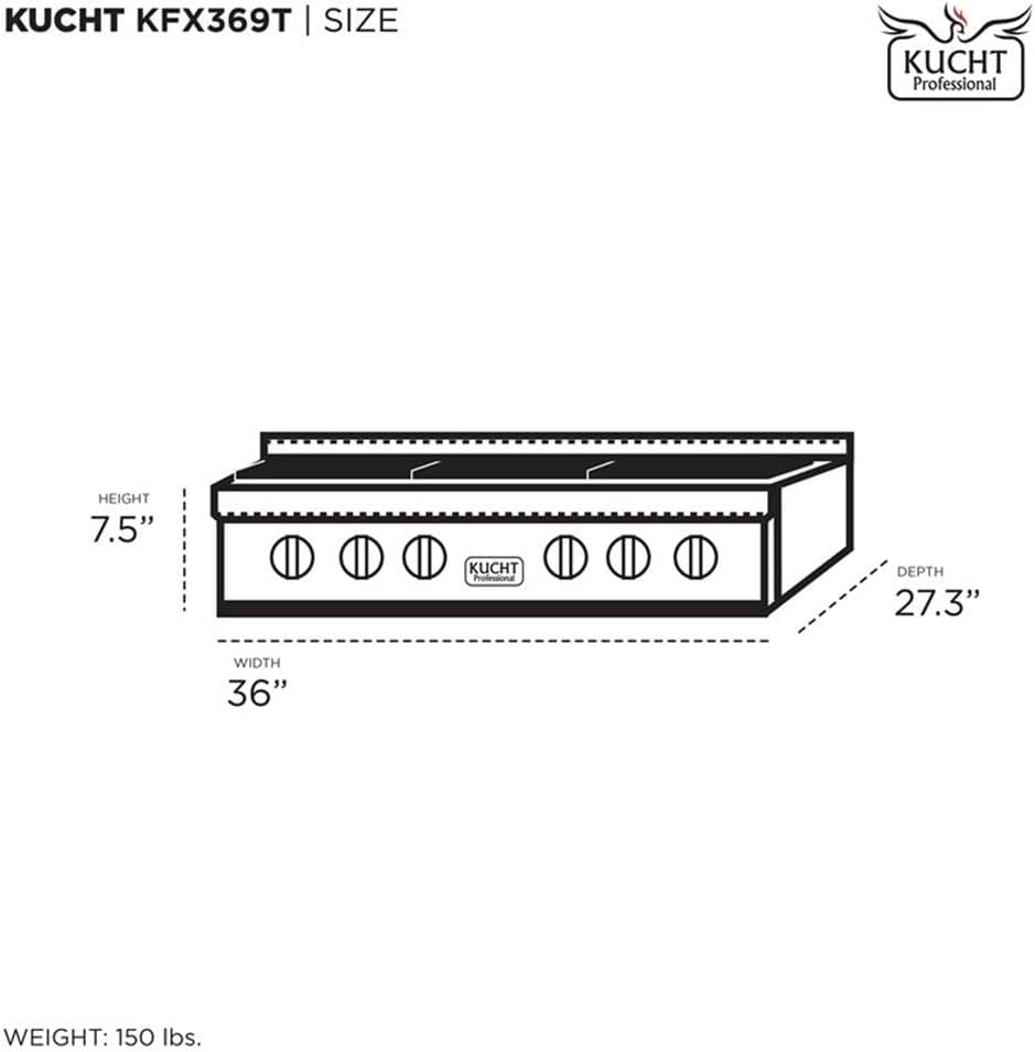 Pemberly Row 36 in Propane Gas Cooktop, Stainless Steel w/Silver Knobs, 6-Burner Range Top w/Auto Reignition, Cast-Iron Grates, Reversible Grill/Griddle, Professional Kitchen Appliance