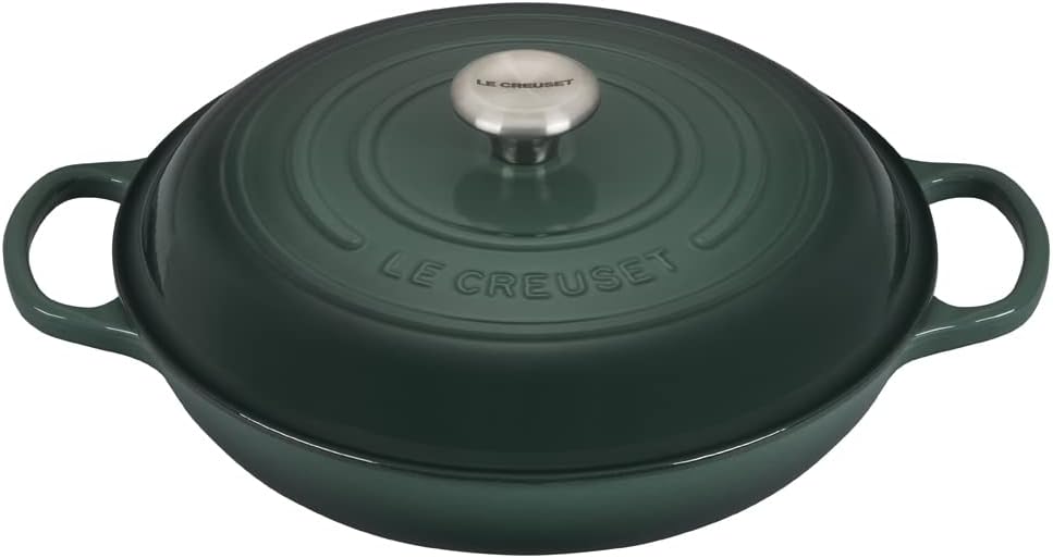 Le Creuset 3 3/4 Qt. Signature Braiser w/Additional Engraved Personalized Stainless Steel Knob - Artichaut