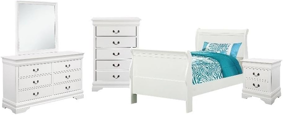 Coaster Louis Philippe Twin Bed 5-Piece Set, White