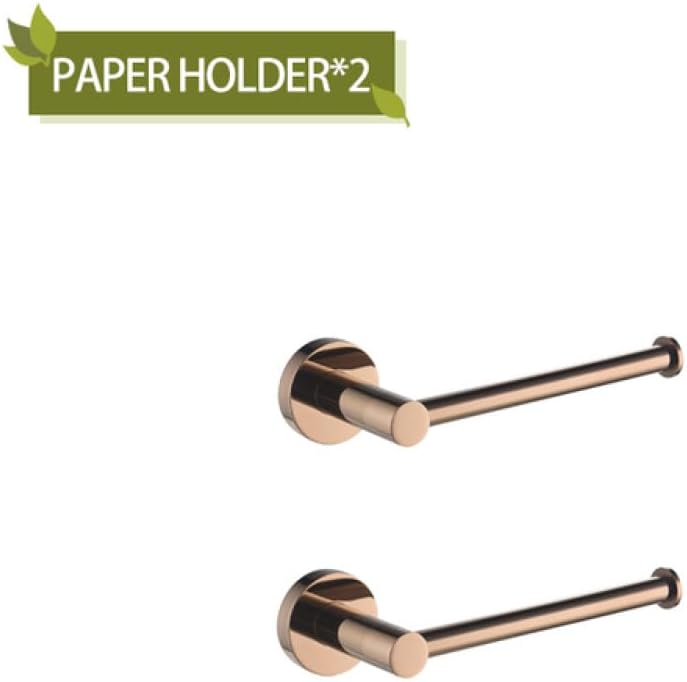 Rose Gold Bathroom Accessories 304 Stainless Steel Towel Rack Toilet Roll Paper Tissue Holder Double Cup Towel Bar Hooks,2 PCS Paper Holders