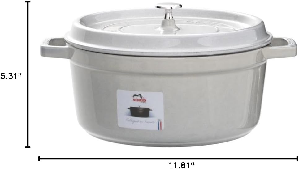 Staub Cast Iron 5.5-qt Round Cocotte - White Truffle