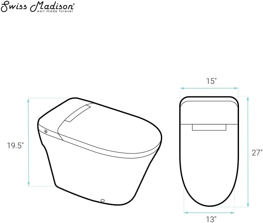 Swiss Madison Hugo H Power Flush Tankless Toilet 10' Rough-in 1 GPF Non-Electric ADA Toilet with Integrated Tank in Glossy White