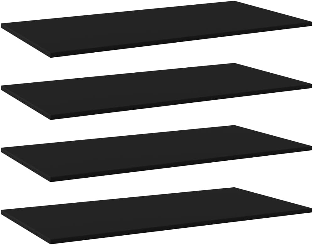4-Piece Floating Shelves Black 39.4in Square Wall Shelves Engineered Wood Matte Set for Living Room Bedroom Bathroom Decor Storage Display