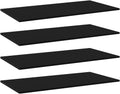4-Piece Floating Shelves Black 39.4in Square Wall Shelves Engineered Wood Matte Set for Living Room Bedroom Bathroom Decor Storage Display