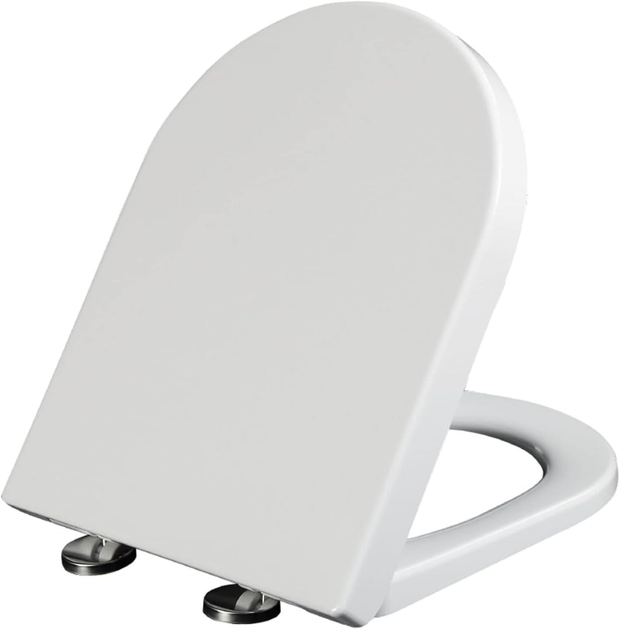 Wttfc Soft Close Toilet Seat,Bidet Toilet Seat,Simple Top Fixing for Easy Clean,D Shape, Standard Toilet Seats White with Adjustable Hinges,Toulet Seat,10