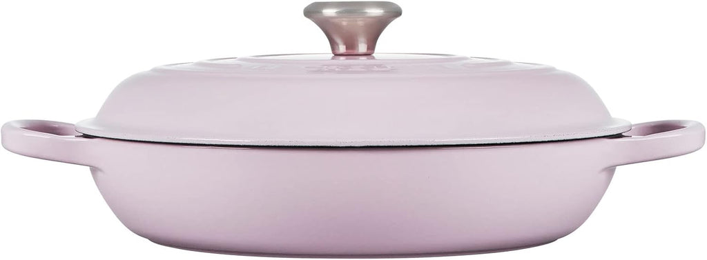 Le Creuset 3 1/2 qt. Signature Cast Iron Braiser Bundle with Magnetic Trivet - Shallot