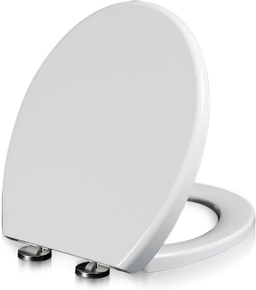 Toilet Seat Quick Release Toilet Seat with Top Fixing Hinges Will Slow Close, White Toilet Seat Round,Material, White,38.5×45cm (One Color 38.5x45cm)