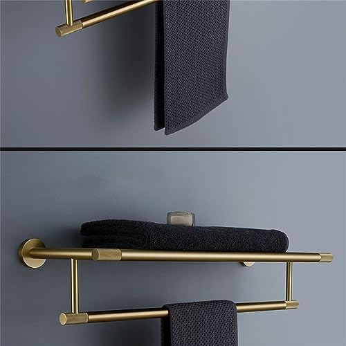 Brushed Gold Bathroom Accessories Set - Knurled Brass Towel Bar, Ring, Robe Hook, Paper Holder, Toilet Brush & Shelf - Elegant Home Décor Essentials