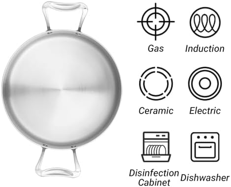 3-Ply Stainless Steel Mini Stockpot with Lid, 1.3Qt Oval Braiser, Double Handles, Large Capacity Soup & Pasta Pot for Gas, Induction & Electric Stoves, Silver