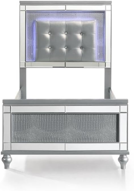 New Classic Furniture Valentino Wood Twin Bed, Silver
