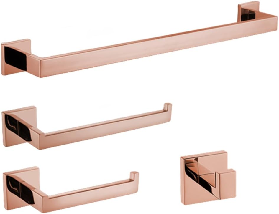 Shiny Polished Rose Gold Bathroom Hardware Accessories Towel Rack Toilet Paper Holder Towel Rail Bar Bathroom Robe Hook,60cm 1 bar Set
