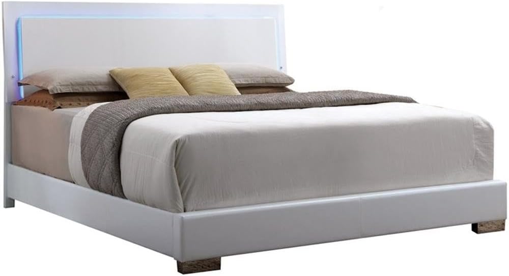 Acme Lorimar King Bed with LED in White