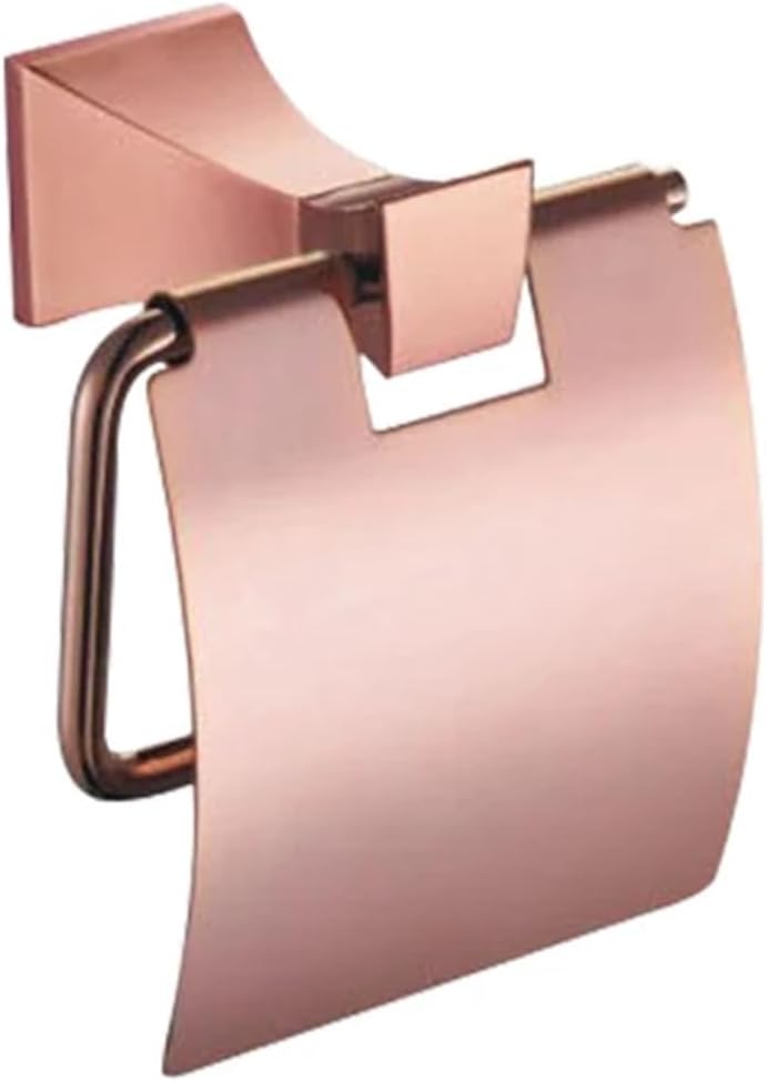 Square Paper Holder Robe Hook Towel Bar Ring Glass Rack Soap Holder Toilet Holder Tumbler Rose Gold Bathroom Accessories(Paper Holder)