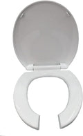 Toilet Seat Commercial Open Front Toilet Seat, Soft Close Toilet Seat Round, Plastic Large Opening Toilet Seat, White