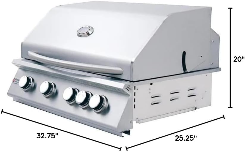 RCS Premier Series Stainless Steel 32 Built-in Grill with Rear Burner -Natural Gas