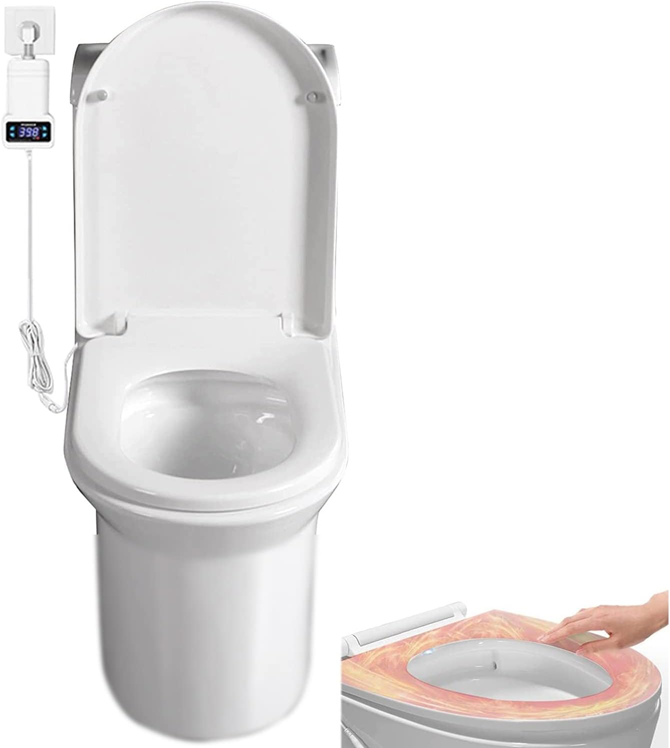 Toilet seat soft close toilet seat Smart Toilet Seat, Electric Bidet Toilet Seat, Heated Seat, Easy Install, Eco Power Save, Heated Toilet Seat Soft Close,Adjustable Temperature 33-48℃, D Shape