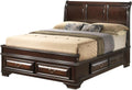 MAKLAINE Transitional Wood Queen Storage Bed, Cappuccino Finish, Solid Wood Veneers, 6 Drawers with Dovetail Joints, Sleigh Headboard, No Box Spring Required, Bedroom Furniture, 54' H x 65' W x 92' D