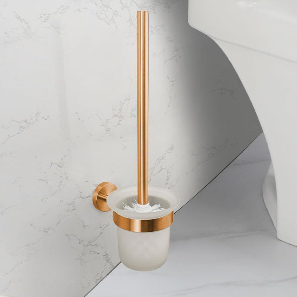 Brushed Rose Gold Bathroom Accessories Toilet Brush Paper Holder Towel Rail Rack Bar Hooks Toothbrush Holder Stainless Steel,Toilet Brush Holder