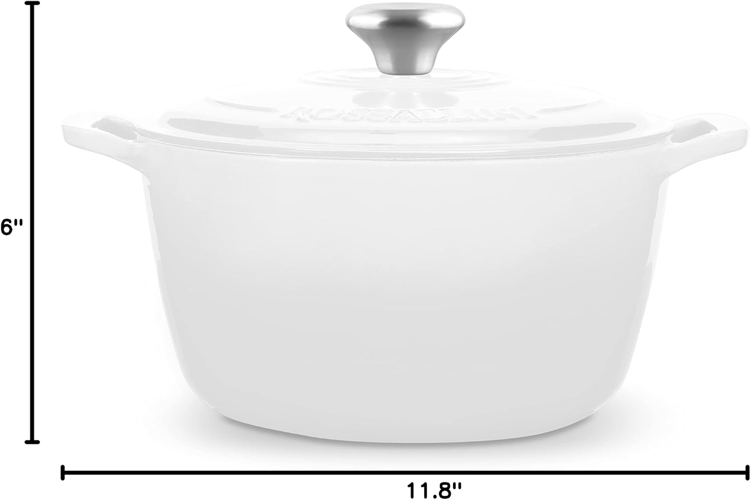 ROSSALLINI Signature Enameled Cast Iron Dutch Oven, Non-Stick Serving Pot with Tight Fitting Lid for Perfect Roasting, Baking, Sauteing, and Bread Making | 10Q (9.5L) - White