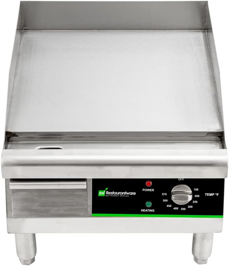 Restaurantware Hi Tek Electric Griddle 1 Durable Countertop Griddle - 120V 1750W Operation Stainless Steel Griddle With Grease Tray Adjustable Temperature