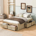 CITYLIGHT Full Size Platform Bed with 6 Drawers, Wooden Full Bed Frame with Storage and Wood Slat Support, Antique Natural