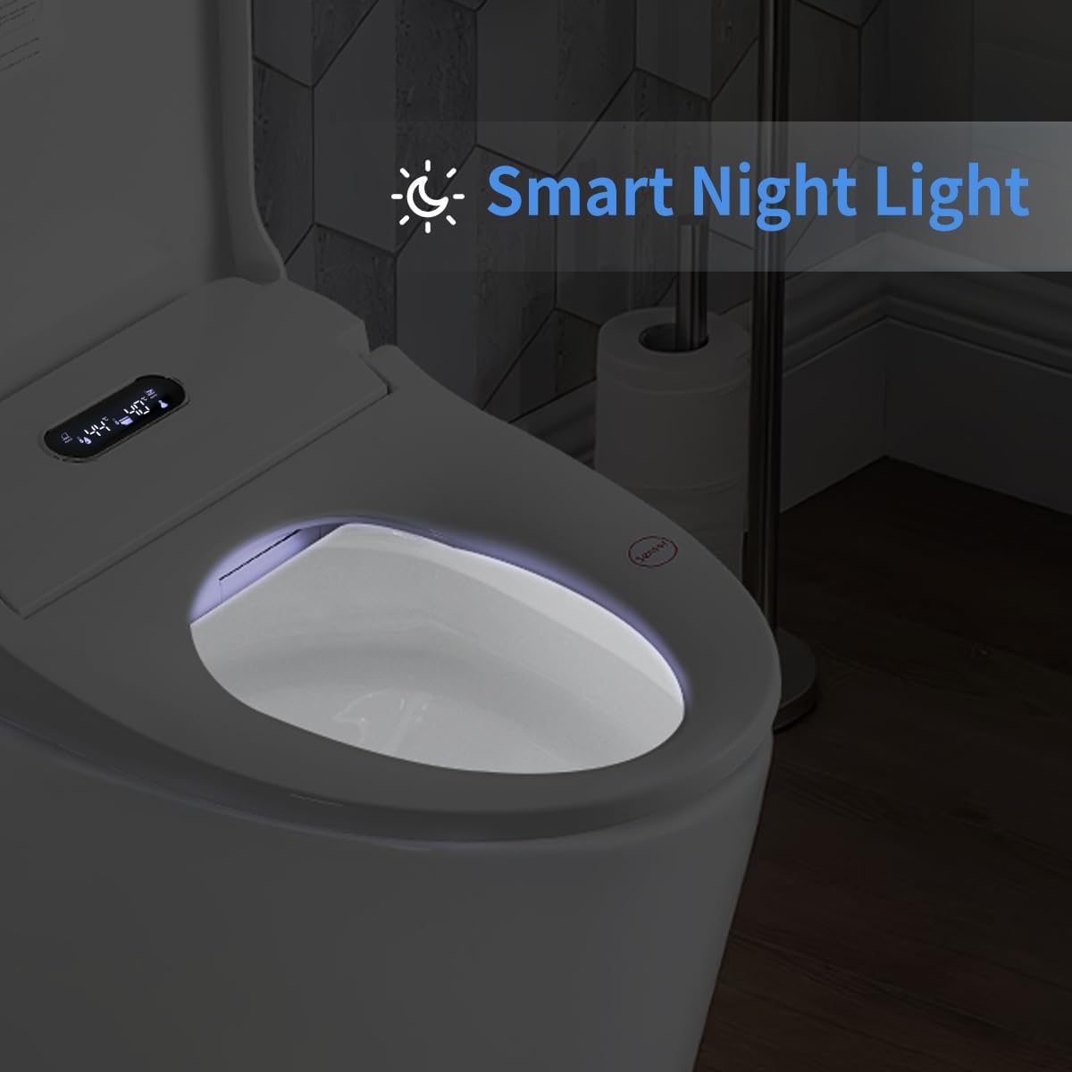 Weehom Smart Bidet Toilet Seat with Side Knob Adjustable Heated Seat with Water Temperature and Pressure Adjustment Portable Bidet,Auto open/close,Night Light, Only Seat